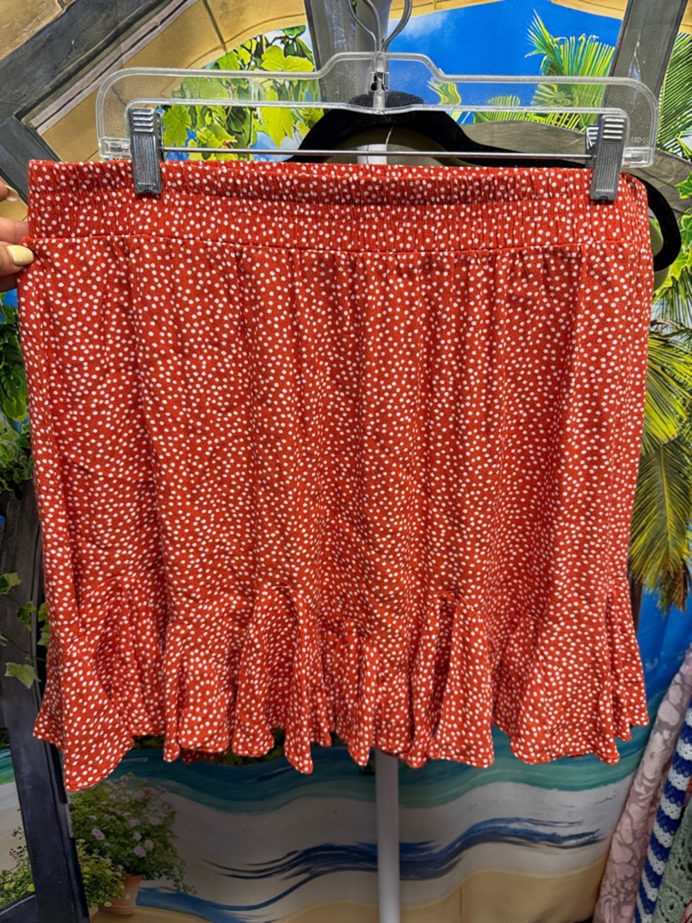 Loft Red Polka Dot Ruffle Hem Skirt